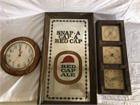 Red Cap Ale, wall clock, barometer -G