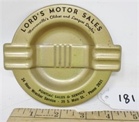Lord's Motor Sales, Pontiac Sales ash tray