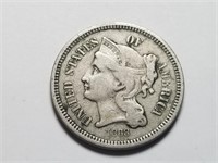 1868 3c Three Cent Nickel High Grade