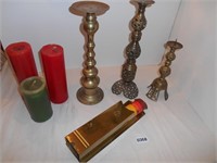 Brass pilar candlestick holder 15in 14in 10in