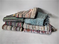 7 Vtg Multi-Color Hand Woven Rag Rugs