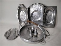 Vintage Hammered Aluminum Trays, Plates