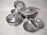Vintage Hammered Aluminum Casserole Dishes, Bowls
