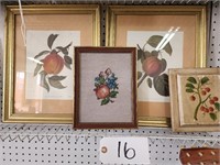 Fruit Framed Prints, Needlepoint and Wood