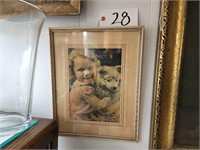 Framed Print, Child with Pet