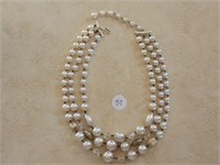 50's Graduated Pearl Three Strand Necklace