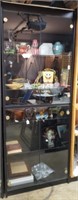 Black display cabinet; 4 glass doors & shelves