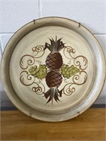 Mcm hand painted pineapple tray wall decor