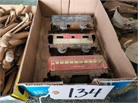 Tin Lithograph Train Cars, rust