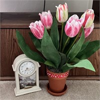 Thomas Kinkade Clock & Tulips