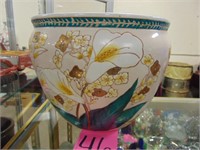 Large painted planter approx 13" round x 10" tall