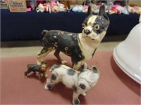 3 cast iron dog statues