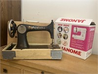 Vintage Singer Sewing Machine, Janome Sew Mini