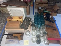 BB Pistol, Wood Boxes, Canning Jars, Scale