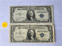 2- $1 Silver Certificates