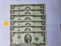 6 - Uncirculated $2 Bills