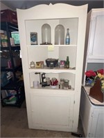 Wood Corner Cabinet, Canning Jars, Food Grinder