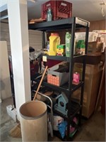 Garage Shelves, Sprinkler, Lawn Chair, Plant Food