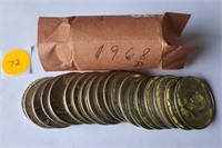 Roll Of 1968-D Kennedy Half Dollars
