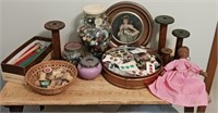 Assorted Vintage Buttons, Yarn Spools, Ethnic Doll