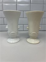 2 Vintage Vitrock Anchor Hocking Milk Glass Vase