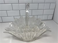 Vintage L E Smith Large Clear Glass Basket