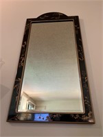Vintage Oriental Black Lacquer Mirror