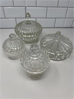 Vintage clear glass covered dishes