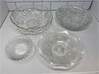 Jeanette Iris and Herringbone bowl, pressed glass