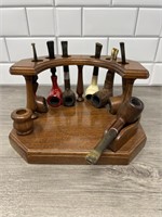 Vintage Pipe Collection with Wood Stand