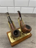 Vintage Pipe Stand With two Vintage Pipes
