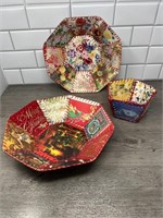 3 Bowls made from holiday cards