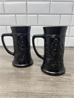 Tiara Glass Black Steins Set of 2