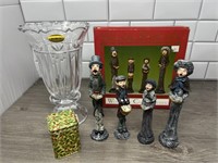 Lead Crystal Vase and Christmas Caroler