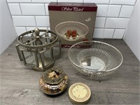 Silver Plate basket, picture carousel, potpourri