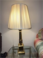 Vintage brass table lamp with shade
