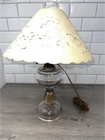 Depression Glass  Lamp with Hurricane Globe and