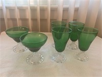 Vintage Emerald Green Juice Glasses (4) & Desert