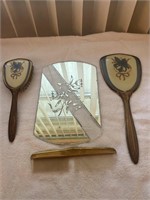 Vintage Brush Comb & Mirror Set plus Mirror