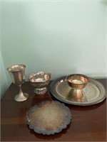 Silverplate Tray with Dip & STERLING Goblet