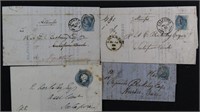 India Stamps 4 Covers 1860s, 3 with half anna adhe