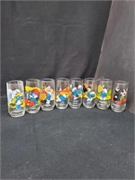 Lot of  8 Vintage Smurf Glasses