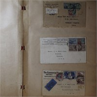 Worldwide Stamps Airmail Covers in old scrap book,
