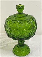 LE Smith Green Moon and Stars Candy Compote 10”
