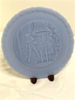 Fenton Blue Milk Glass Bicentennial Plate 8” with