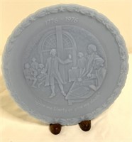 Fenton Blue Satin Bicentennial Plate “Give Me