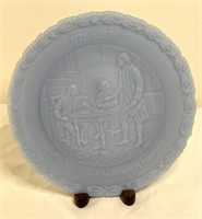 Fenton Blue Satin Bicentennial Plate “Life,