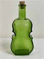 Vintage Wheaton Green Glass Violin Shaped Bottle