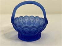 Vintage Cobalt Blue art glass mini salt cellar