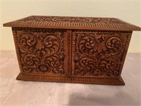 Hand Carved Wood Jewelry Box WOW!